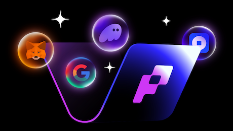 Supports any existing wallets like Metamask, Phantom, etc along with social login Illustration showing Metamask wallet, Phantom Wallet, etc coming out of a big wallet with Push Chain logo on it.